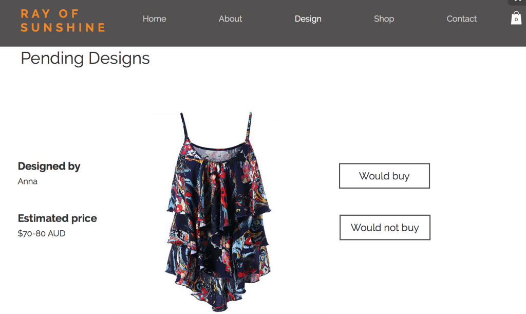 A platform to vote on clothing designs